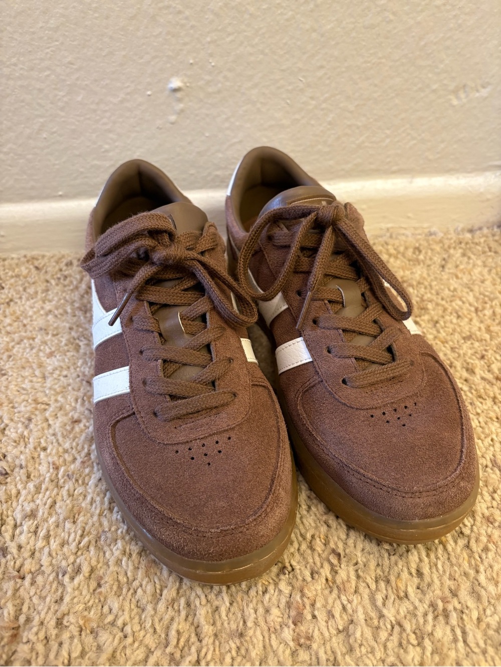 Gola Brown Suede Sneakers with White Side Stripe